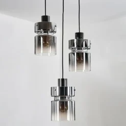 Hasvik Suspension, Suspension Chrome, Noir, 3 lumières