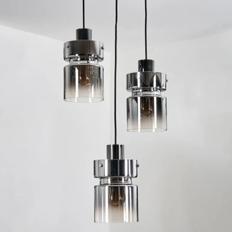 Hasvik Suspension, Suspension Chrome, Noir, 3 lumières