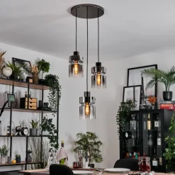 Hasvik Suspension, Suspension Chrome, Noir, 3 lumières