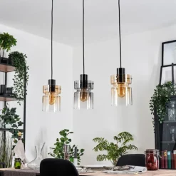 Hasvik Suspension, Suspension Chrome, Noir, 3 lumières