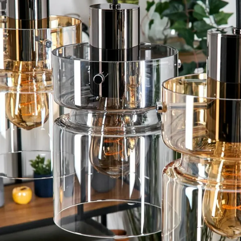 Hasvik Suspension, Suspension Chrome, Noir, 3 lumières
