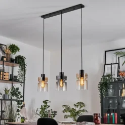 Hasvik Suspension, Suspension Chrome, Noir, 3 lumières