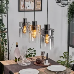 Hasvik Suspension, Suspension Chrome, Noir, 3 lumières