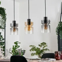 Hasvik Suspension, Suspension Chrome, Noir, 3 lumières