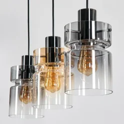 Hasvik Suspension, Suspension Chrome, Noir, 3 lumières