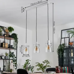 Hasvik Suspension, Suspension Blanc, 3 lumières