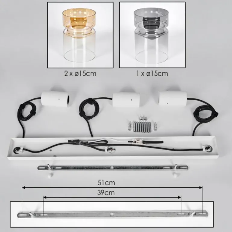 Hasvik Suspension, Suspension Blanc, 3 lumières
