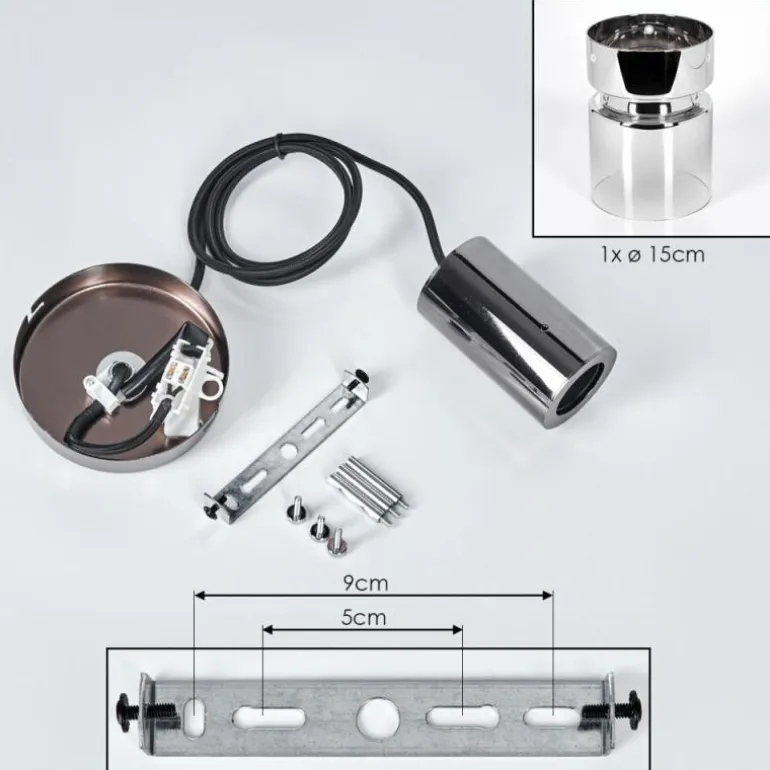 Hasvik Suspension, Suspension Chrome, Noir, 1 lumière