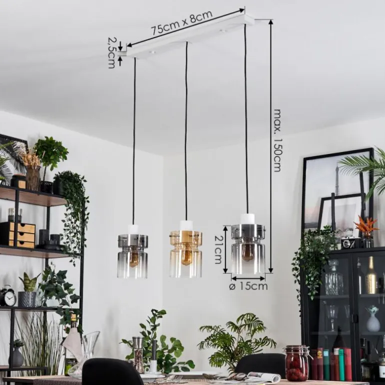 Hasvik Suspension, Suspension Blanc, 3 lumières