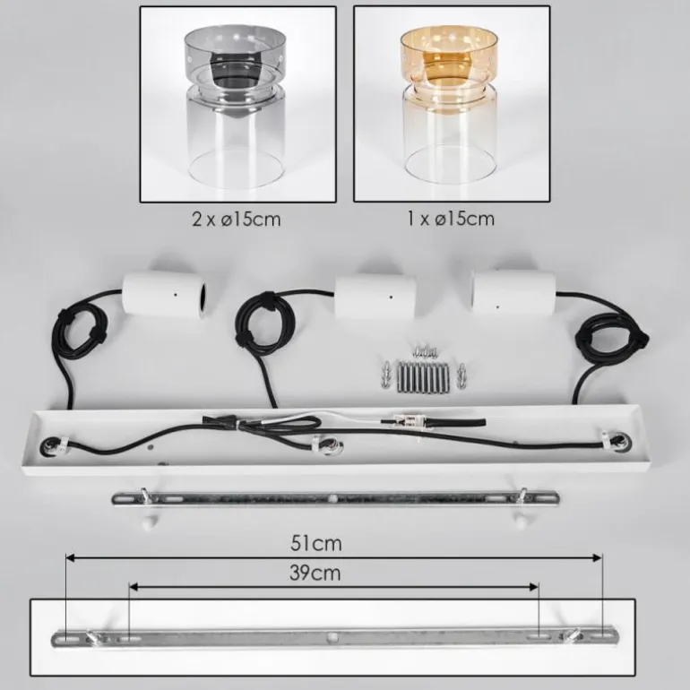 Hasvik Suspension, Suspension Blanc, 3 lumières