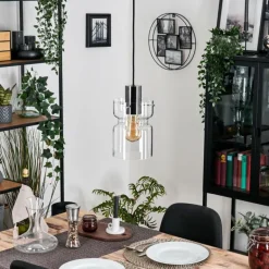 Hasvik Suspension, Suspension Chrome, Noir, 1 lumière