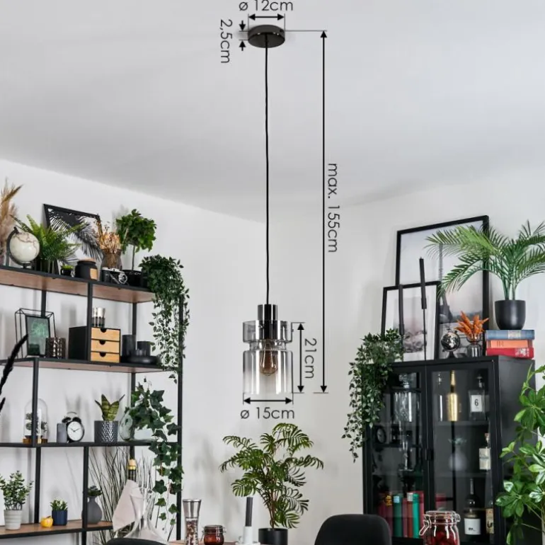 Hasvik Suspension, Suspension Chrome, Noir, 1 lumière