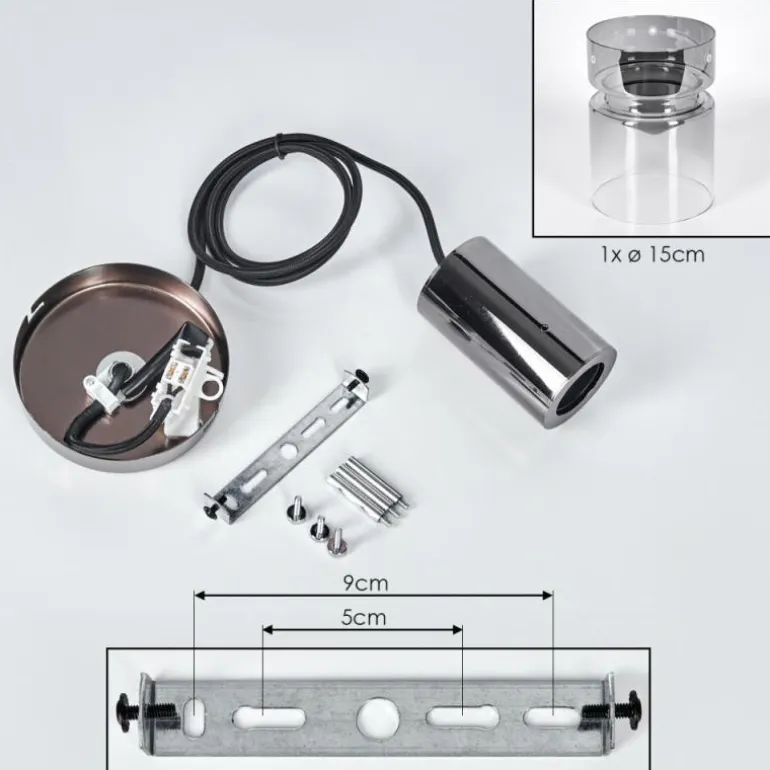 Hasvik Suspension, Suspension Chrome, Noir, 1 lumière