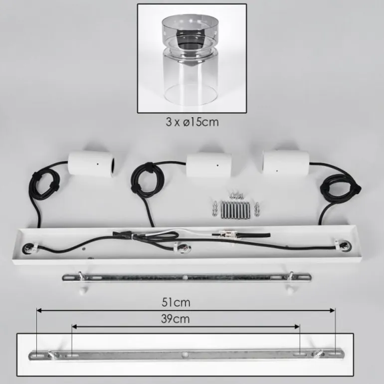Hasvik Suspension, Suspension Blanc, 3 lumières