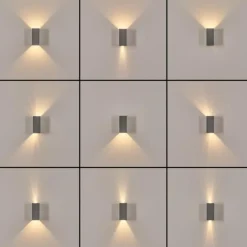 Hoods Lampe murale d´extérieur, Luminaire Up & Down, Applique murale LED Argenté, 1 lumière