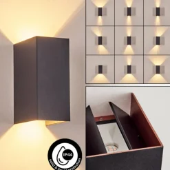 Hoods Lampe murale d´extérieur, Luminaire Up & Down, Applique murale LED Cuivre, Noir, 1 lumière