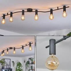 Hukamaa Plafonnier Noir, 6 lumières