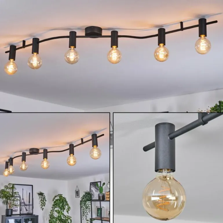 Hukamaa Plafonnier Noir, 6 lumières