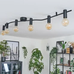 Hukamaa Plafonnier Noir, 6 lumières