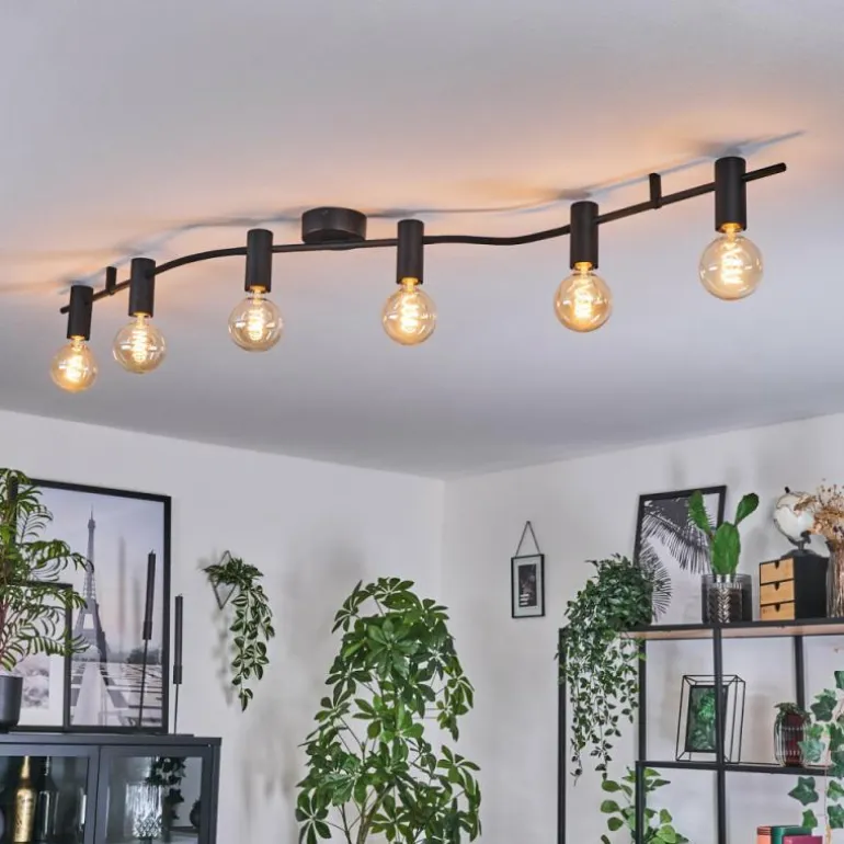Hukamaa Plafonnier Noir, 6 lumières