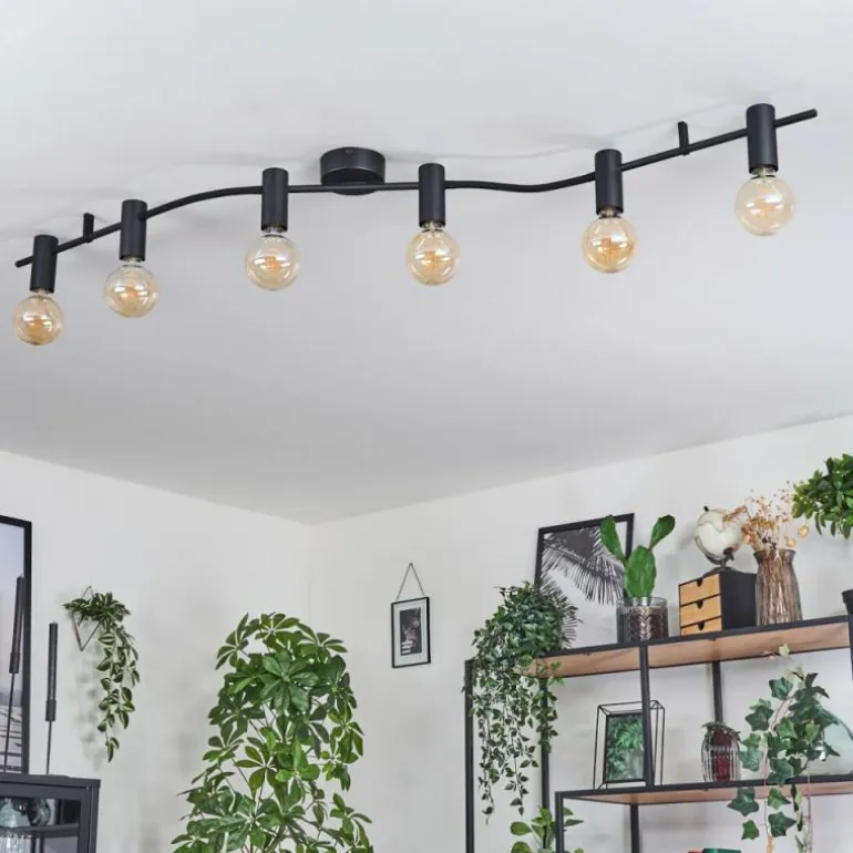 Hukamaa Plafonnier Noir, 6 lumières
