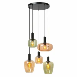 ILONA Suspension Luminaires Lucide Noir, 5 lumières