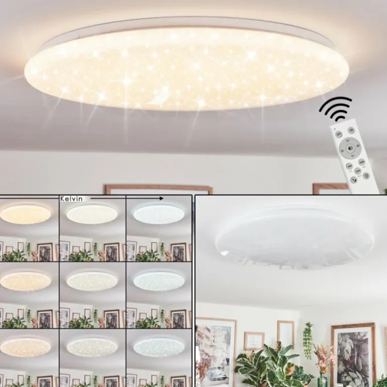 Junor Plafonnier LED Blanc, 1 lumière, Télécommandes