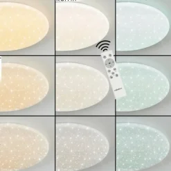Junor Plafonnier LED Blanc, 1 lumière, Télécommandes