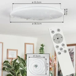 Junor Plafonnier LED Blanc, 1 lumière, Télécommandes