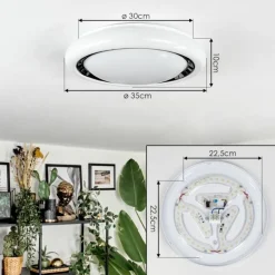 Kaas Plafonnier LED Noir, Blanc, 1 lumière