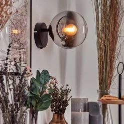 Koyoto Boule lumineuse, Applique murale, Spot mural Chrome, Clair, Fumé, 1 lumière