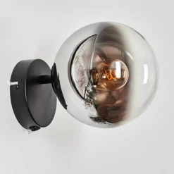 Koyoto Boule lumineuse, Applique murale, Spot mural Chrome, Clair, Fumé, 1 lumière