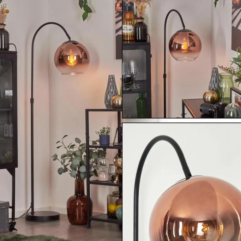 Koyoto Boule lumineuse, Lampadaire Clair, Cuivré, 1 lumière