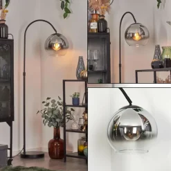 Koyoto Boule lumineuse, Lampadaire Chrome, Clair, Fumé, 1 lumière