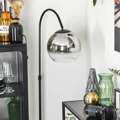 Koyoto Boule lumineuse, Lampadaire Chrome, Clair, Fumé, 1 lumière