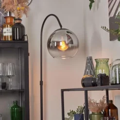 Koyoto Boule lumineuse, Lampadaire Chrome, Clair, Fumé, 1 lumière