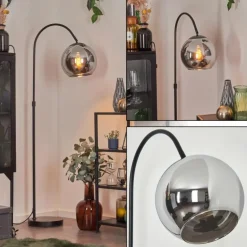 Koyoto Boule lumineuse, Lampadaire Chrome, Fumé, 1 lumière