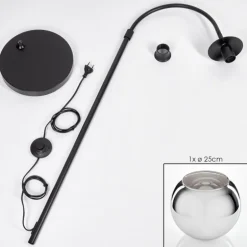 Koyoto Boule lumineuse, Lampadaire Chrome, Fumé, 1 lumière