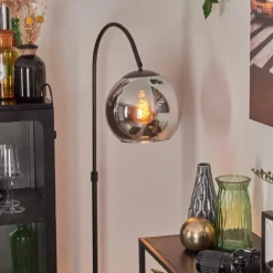 Koyoto Boule lumineuse, Lampadaire Chrome, Fumé, 1 lumière