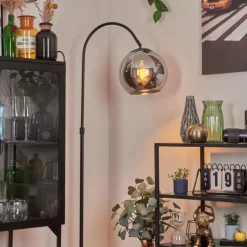 Koyoto Boule lumineuse, Lampadaire Chrome, Fumé, 1 lumière
