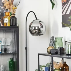 Koyoto Boule lumineuse, Lampadaire Chrome, Fumé, 1 lumière