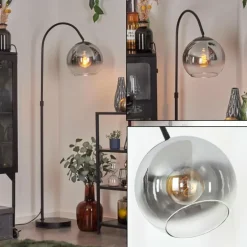 Koyoto Boule lumineuse, Lampadaire Chrome, Clair, Fumé, 1 lumière
