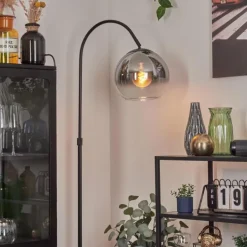 Koyoto Boule lumineuse, Lampadaire Chrome, Clair, Fumé, 1 lumière
