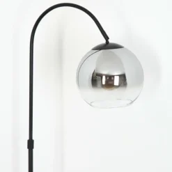 Koyoto Boule lumineuse, Lampadaire Chrome, Clair, Fumé, 1 lumière
