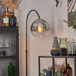 Koyoto Boule lumineuse, Lampadaire Chrome, Clair, Fumé, 1 lumière