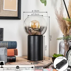 Koyoto Boule lumineuse, Lampe de bureau, Lampe à poser Clair, Fumé, 1 lumière