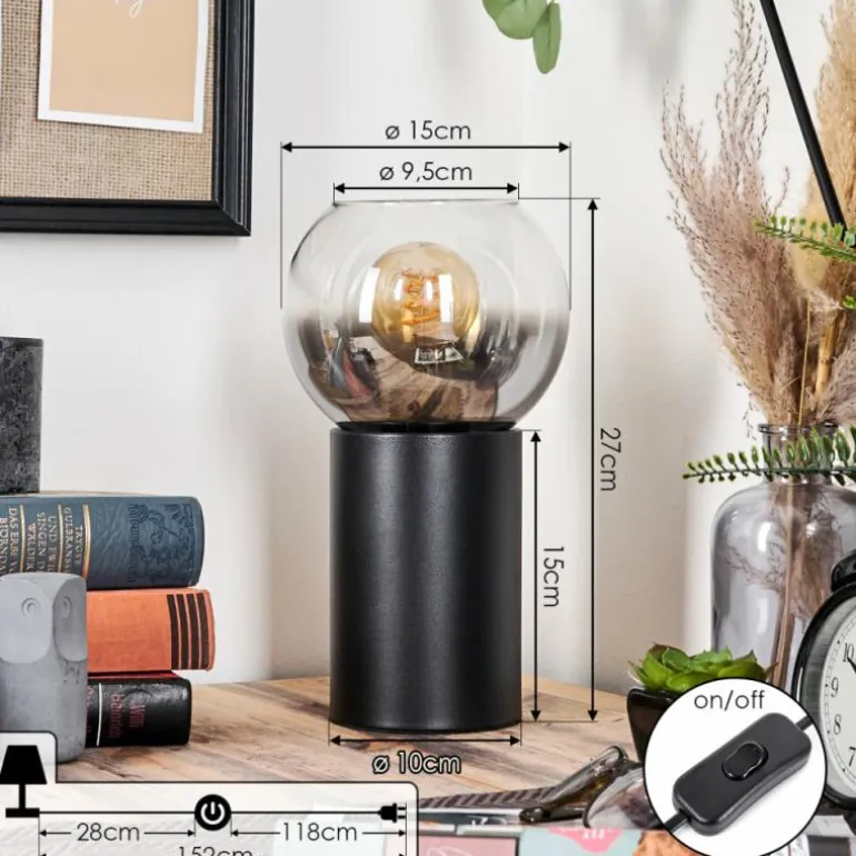 Koyoto Boule lumineuse, Lampe de bureau, Lampe à poser Clair, Fumé, 1 lumière