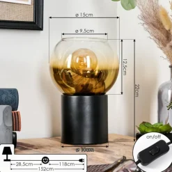Koyoto Boule lumineuse, Lampe de bureau, Lampe à poser Or, Clair, 1 lumière