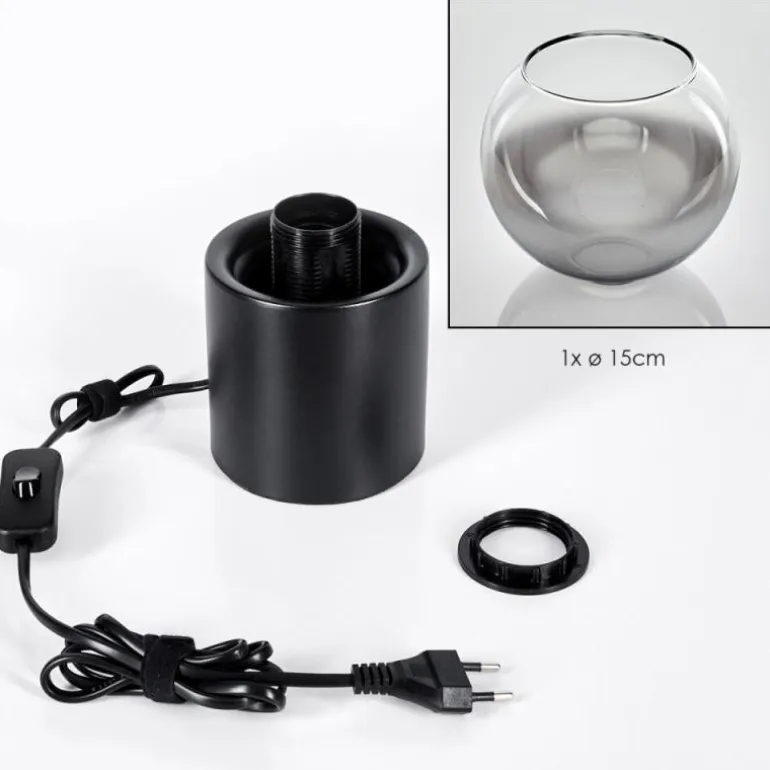Koyoto Boule lumineuse, Lampe de bureau, Lampe à poser Chrome, Clair, Fumé, 1 lumière