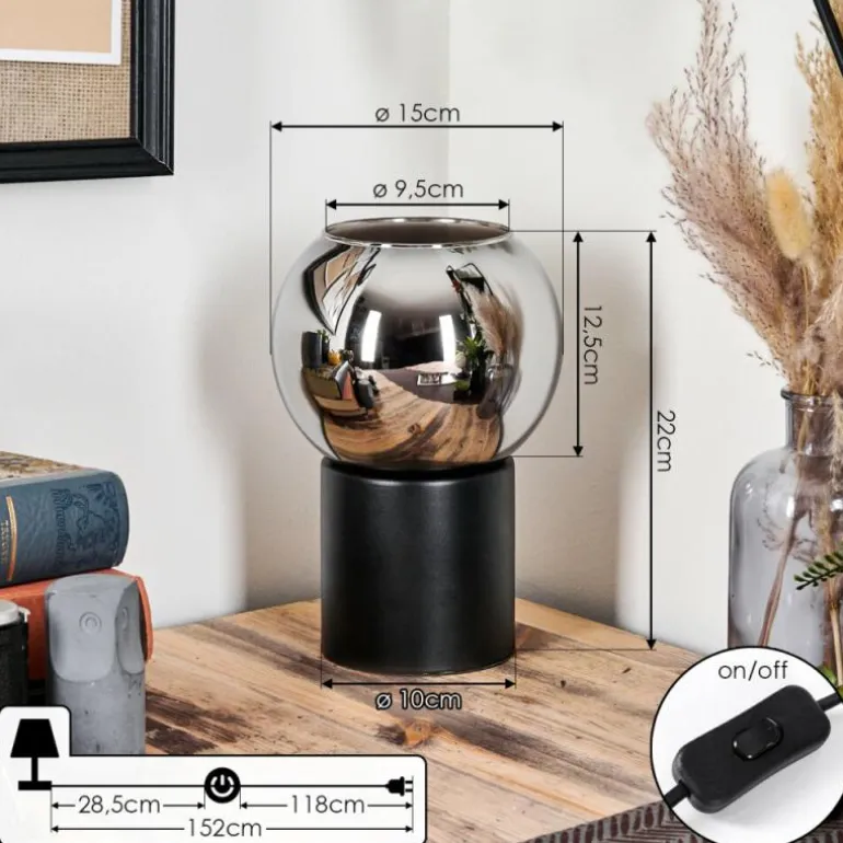 Koyoto Boule lumineuse, Lampe de bureau, Lampe à poser Chrome, Fumé, 1 lumière